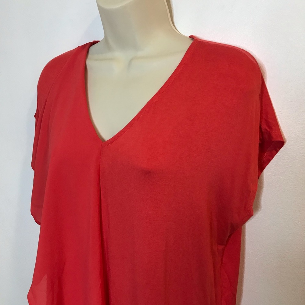 Michael Kors Orange Chiffon Ruffle T-shirt Blouse Medium M - Picture 2 of 10